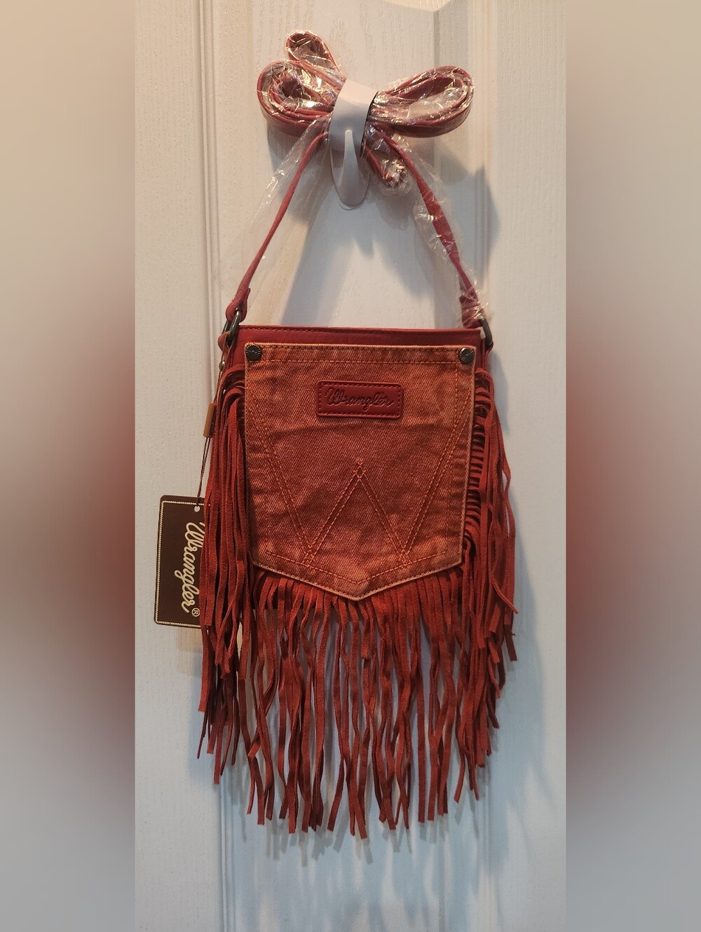 NWT Wrangler Red Leather  Crossbody Bag